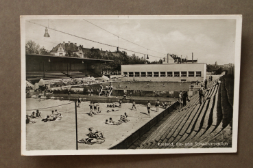 Ansichtskarte AK Krefeld 1941 Eisstadion Schwimmbad Freibad Architektur Ortsansicht NRW